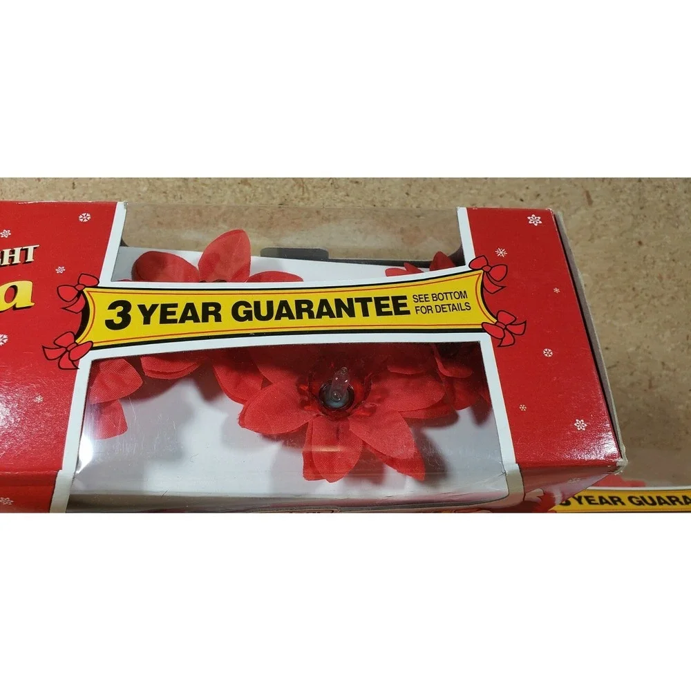 Lot of 3 GE Red Poinsettia Christmas 20 Light Set - Decoration - Holiday